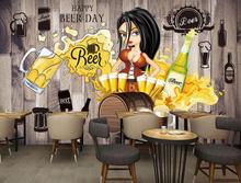 Customized large-scale 3D mural wallpaper hand-painted beer decoration painting background wall 2024 - compre barato
