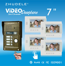 ZHUDELE Home security 7"video door phone,700TVL IR camera for 4-apartments ,ID card and Password unlock,Recording function 1 V 4 2024 - buy cheap