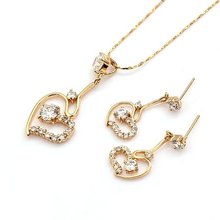 MxGxFam 18 GP Fashion Heart Jewelry Sets Bijoux For Women With Rhinestone 2024 - buy cheap