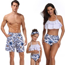 Beach Swimwear Family Matching Outfits Look Dad and Son Mother Daughter Bikini Swimsuits Set Clothes Father Son Bath Shorts 2024 - buy cheap