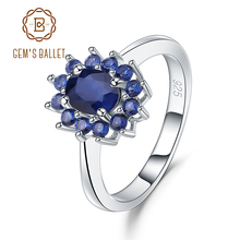 Женское кольцо с голубым сапфиром, винтажные обручальные кольца из стерлингового серебра 925 пробы, драгоценные камни из стерлингового сере... 2024 - купить недорого