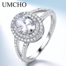 UMCHO одноцветное 925 пробы Серебряное обручальное кольцо для женщин в викторианском стиле овальные циркониевые камни вечерние вечеринки обручальное кольцо Свадебные ювелирные изделия 2024 - купить недорого