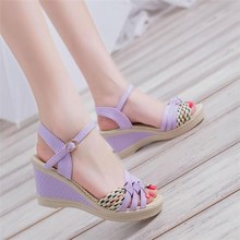 Summer new female sandals wedge with fish mouth buckle high heels Korean version of the platform women's shoes 2024 - buy cheap