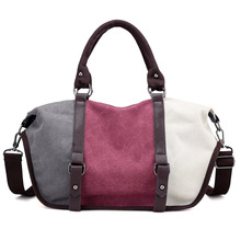 Bolsa de lona feminina casual vintage 3 cores, bolsa de mão, patchwork, designer, transversal, bolsa de ombro feminina 2024 - compre barato