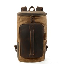 M267 New Vintage Bucket Oil Waxed Canvas Leather Backpack Large Capacity Teenager Traveling Waterproof Daypacks Laptops Rucksack 2024 - buy cheap