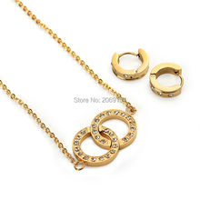 Conjunto de jóias de noivado nova moda gargantilha de ouro colar brincos de jóias magnéticas de cristal aço inoxidável estilo clássico 2024 - compre barato