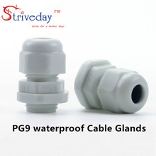 50pcs/lot White Black PG9 Nylon cable gland Wiring Accessories LED cable connector waterproof Gland 2024 - buy cheap