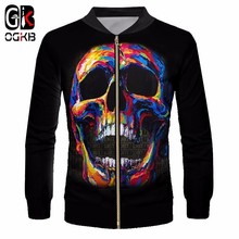 Ogko 2018 jaqueta masculina/feminina 3d estampa completa pintura a óleo colorida caveira notas artísticas jaqueta legal moda de rua harajuku hiphop tops 2024 - compre barato