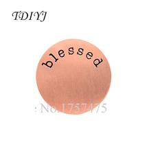 TDIYJ New Design 22mm (10 pieces/lot) Rose Gold Blessed Round Stainless Steel Plates Floating Charms for 30mm Glass Locket 2024 - buy cheap