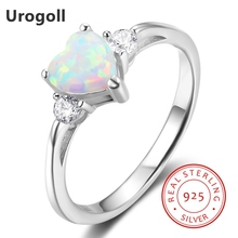 Brand New Fine Jewelry White Fire Opal Heart Ring Fashion Jewelry Solid 925 Sterling Silver Zirconia Rings for Women Gift 2024 - buy cheap