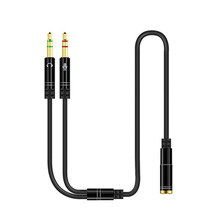 Quente aux 3.5mm áudio mic divisor cabo fêmea para 2 macho fone de ouvido microfone adaptador 2024 - compre barato