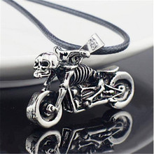 Hot Handmade jewelry New Fashion Motorcycle Pendant Necklaces Biker Punk Gothic Necklace For Men Vintage Stainless Steel Chain 2024 - buy cheap