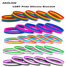 Rainbow Pansexual Asexual Silicone Bracelets Pride LGBT Rubber Bangle for Women Men 100pcs 2024 - buy cheap