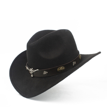 Child Kids Wool Hollow Western Cowboy Hat Roll-up Brim Boy Girl Outblack Sombrero Hombre Jazz Cap Size 52-54 2024 - buy cheap