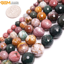 Gem-inside 6-12mm Wholesale Natural Round Faceted Ocean Jaspers Beads For Jewelry Making Beads 15'' DIY Beads Jewellery Bracelet 2024 - buy cheap