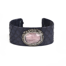 Pulseiras de couro femininas com contas de pedra, oval, rosa, claro, rosa, cristal, com strass, azul profundo, aberto 2024 - compre barato