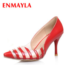 ENMAYLA Womens Kitten Heels Pumps Patchwork Fashion High Heels  Slip-On Clear Shoes Women Pointed Toe Ladies Pumps 5 Colors 2024 - buy cheap