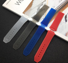 Pulseira de borracha macia, bracelete de silicone transparente, preto, azul, vermelho, 26*17mm para relógio, pulseira