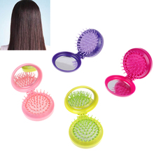 New Portable Mini Anti-static Folding Comb Airbag Massage Round Travel Hair Brush With Mirror For Girls Women 2024 - buy cheap