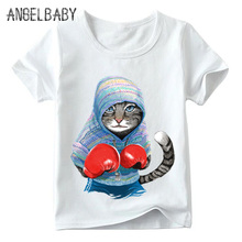Детская супер крутая футболка с принтом «атака кота» летние топы с короткими рукавами для маленьких мальчиков и девочек, Отличная повседневная одежда для детей ooo5043 2024 - купить недорого