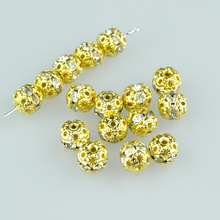100 Uds cuentas de Metal de Color dorado 10mm cuentas de diamantes de imitación de cristal blanco para hacer joyería collar DIY espaciador dije cuentas 2024 - compra barato