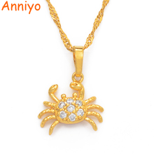 Anniyo Gold Color Mini Crab With Cubic Zirconia Pendant Necklace for Women Girl Guam Hawaii Micronesia Marshall Jewelry #065904 2024 - buy cheap