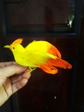 spreading wings bird about 12x15cm orange-yellow feathers bird hard model foam &feathers bird decoration prop,craft gift s1295 2024 - buy cheap