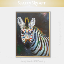 Artist Pure Handmade Animal Zebra Oil Painting on Canvas Special Horse Pictures Colorful Zebra Acrylic Painting for Wall Decor 2024 - buy cheap