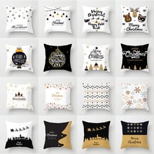Merry Christmas Cushion Cover Happy New Year Soft Pillow Cases Christmas Decorations for Home Bedroom Living Room Decor Sofa Car 2024 - buy cheap