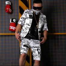 Custom Made Suits Sets Men Fashion Graffiti Casual Hip Hop Blazers Medium sleeve suit Jacket Male Party Stage Singer DJ Costume 2024 - buy cheap