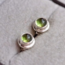 New Real 925 Sterling Silver Stud Earrings For Women Girl Original Indian Handmade Natural Round Peridot Earrings Fine Jewelry 2024 - buy cheap