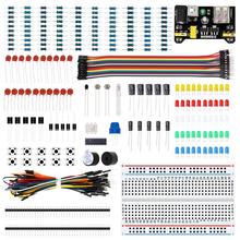 Componente eletrônico básico kit de iniciante com placa de ensaio resistor, capacitor, led, potenciômetro para arduino 2024 - compre barato