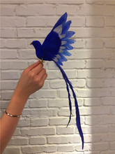 real life toy bird about 28x20cm blue feathers spreading wings bird long tail bird model garden Decoration props gift h1217 2024 - buy cheap