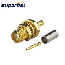 Superbat RP-SMA обжимной гнездовой (штыревой контакт) разъем перегородки для кабеля RG174,RG188A, LMR100,RG316 с золотым покрытием 2024 - купить недорого
