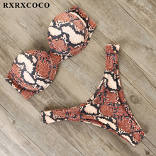Pijama feminino estilo push up, conjunto de biquíni sensual com estampa de leopardo, roupa de banho estilo bandagem sensual, micro brasileiro, 2019 2024 - compre barato