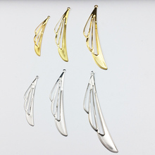 20 pcs/lot Gold color/rhodium Metal Filigree   Slice Feather Charms Jewelry DIY Components 2024 - buy cheap