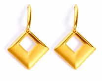Hot sale  Pure 24K Yellow Gold Earrings/ 3D Women's Square Drop Earrings 5.8g 2024 - buy cheap
