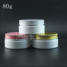 Free Shipping 80g/ml White Plastic Flat Bottle Jar Pink Screw lid Butter Pomade Bath Salt Pill Small Sample Packing Bottles 2024 - buy cheap