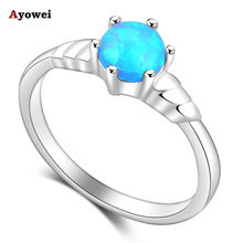 Ayowei Wedding Rings for Ladies Excellent Blue Fire Opal silver color Stamped Rings Fashion Jewelry USA Sz#5#6#7#8#9#10 OR858A 2024 - buy cheap