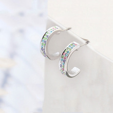 Brincos de piercing de semicírculo da moda, cristais femininos, de elementos austríacos, joias de festa 2024 - compre barato