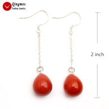 Qingmos Trendy Sea Shell Pearl Earrings for Women with 12*15mm Drop Red Sea Shell Pearl Dangle Earring Fine Jewelry kolczyk e739 2024 - buy cheap