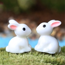 2pcs/set White Mini Rabbit Ornament Miniature Figurine Plant Pot Fairy Garden Decor Toys Figurines for Garden Decoration 2024 - buy cheap