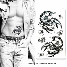 Nu-TATY Черный скорпион паук временная татуировка боди-арт флэш-стикер татуировки s 17*10 см водонепроницаемый поддельный тату стикер для стайлинга автомобиля 2024 - купить недорого