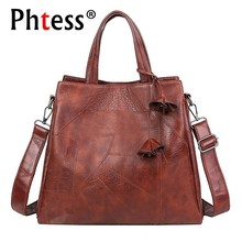 2019 Women Leather Handbags High Quality Vintage Shoulder Bag Female Casual Tote Bag Sac A Main Ladies Hand Bags Travel Girl New 2024 - buy cheap