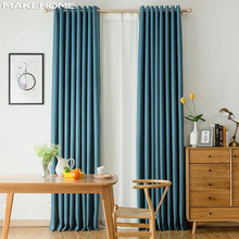 Cortinas opacas de lino de imitación para sala de estar y dormitorio, persiana de tratamiento, hechas a medida, color sólido 2024 - compra barato