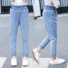 High Quality 2021 High Waist Jeans For Girls Kids Metal Buttons Jeans Retro Denim Pants For Teenagers Girl Denim Trousers 4-13T 2024 - buy cheap