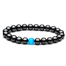 Punk 8mm Ball Beads Cats Eye Hematite Black Lava Stone Energy Bracelets Mala Beads Strand Bracelets Meditation Men Women Jewelry 2024 - buy cheap