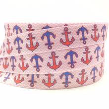 High Quality 5/8" Red Blue Anchor Print Fold Over Elastic 10yards/lot FOE Ribbon Webbing for DIY Head wear Hair Accessories 2024 - buy cheap