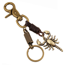 Charm Copper Alloy Genuine Leather Scorpions  Vintage Bag Keychains Men Car Key Chain Ring Holder Women Accessories Gift FY047 2024 - buy cheap