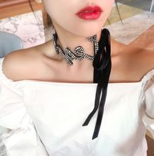 Net Baroque letter necklac velvet flash letter strap type neck chain cold wind clavicle necklace female jewelry choker neck 665 2024 - buy cheap